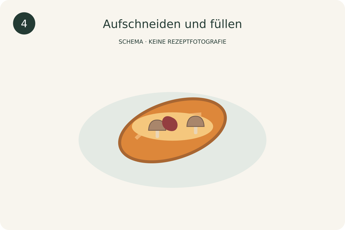 Schematische Darstellung: Aufschneiden und füllen