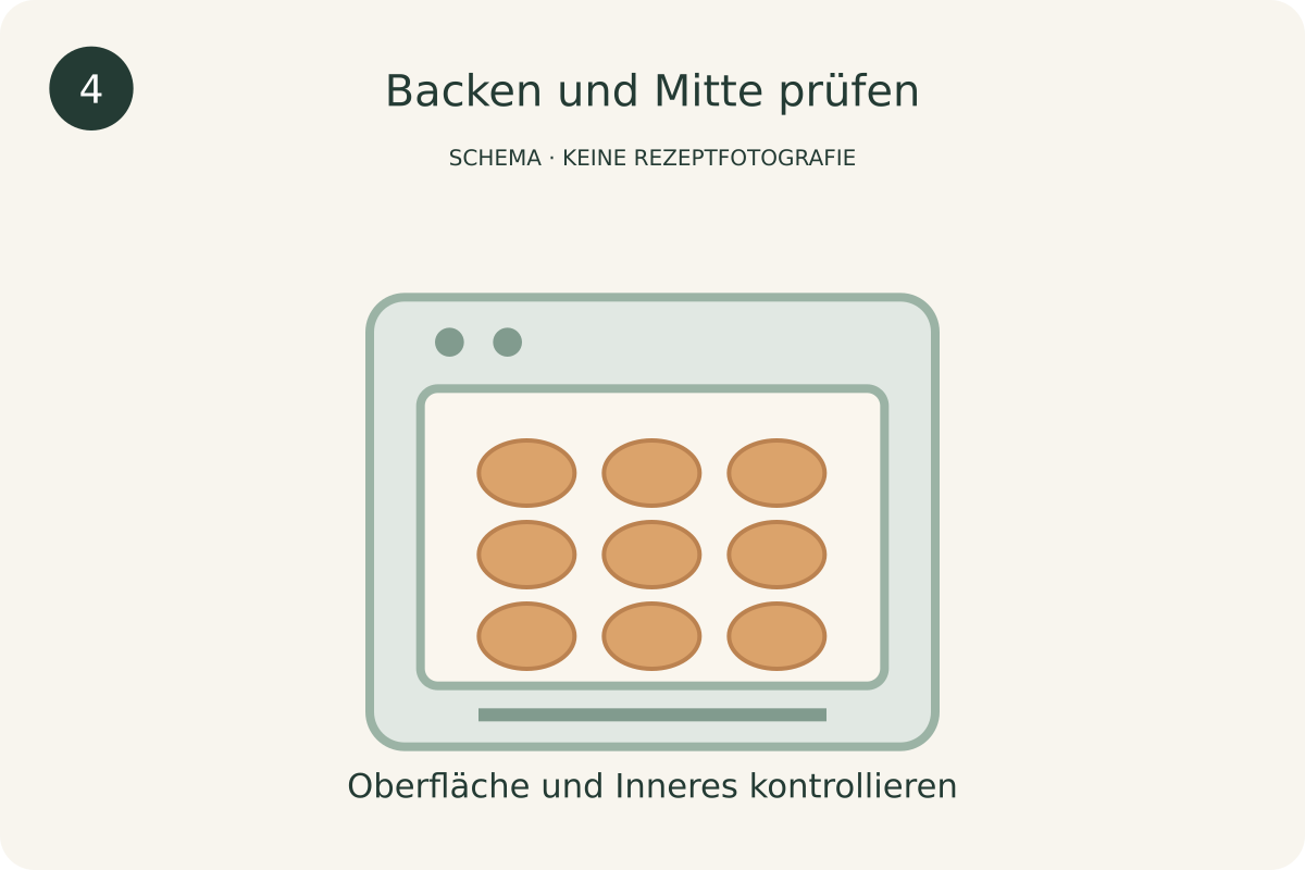 Schematische Darstellung: Backen und Mitte prüfen