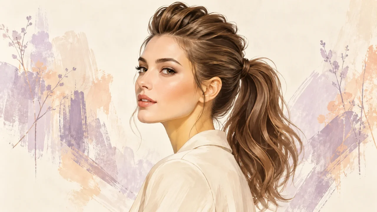 Illustration eines Faux Hawks mit angehobenem Oberkopf, zurückgelegten Seiten und Pferdeschwanz
