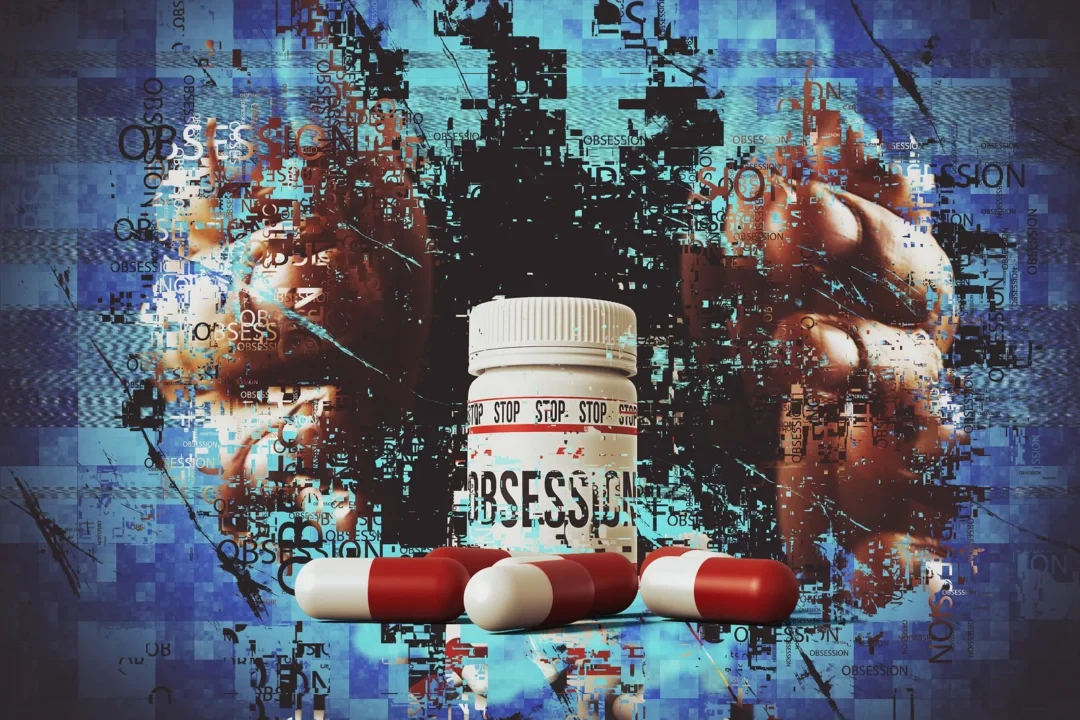 Symbolcollage mit Tabletten und einer Medikamentenflasche