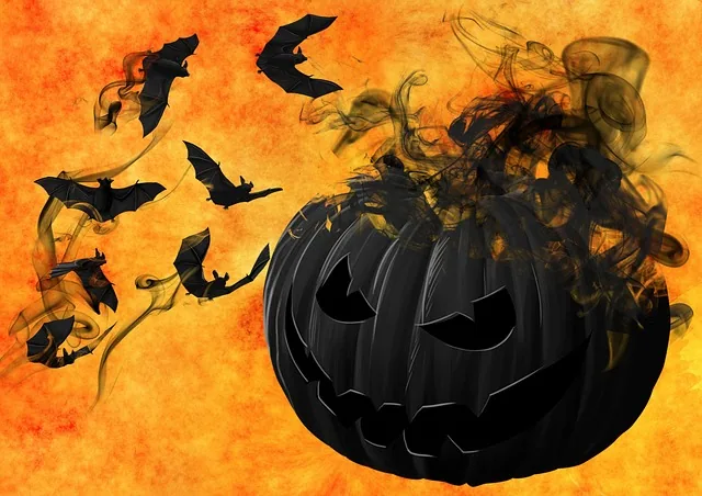 Illustration eines schwarzen Halloween-Kürbisses