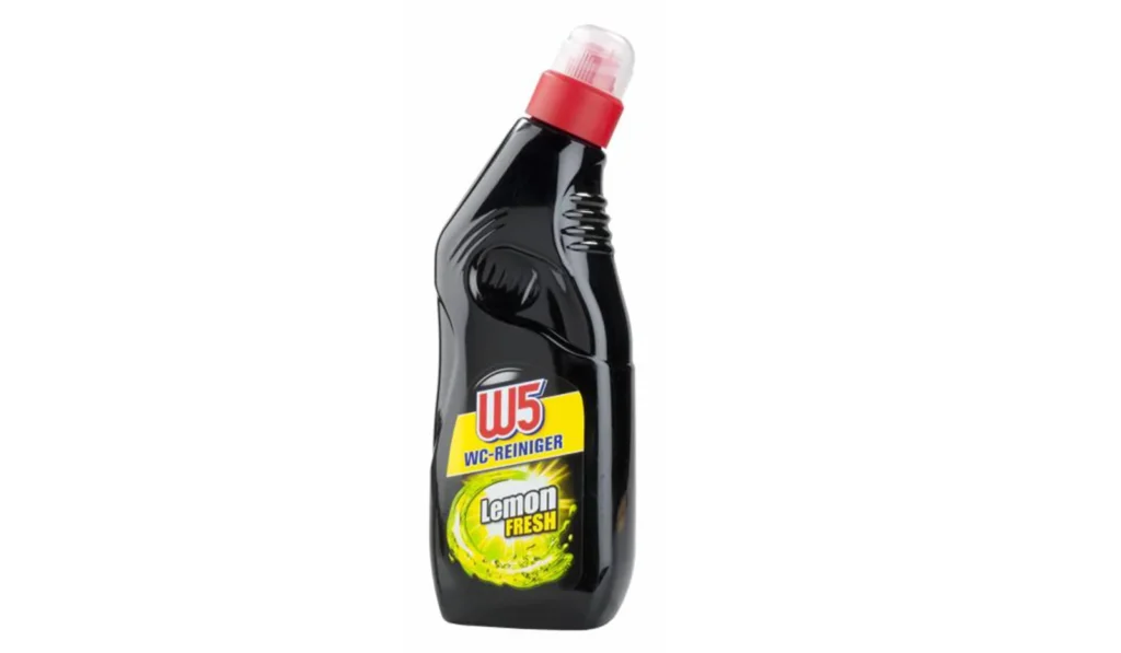 Schwarze W5-WC-Reiniger-Flasche Lemon Fresh mit rotem Verschluss